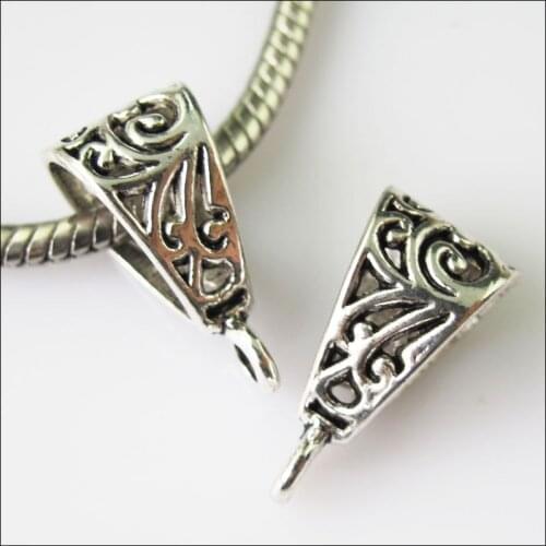 New 20Pcs Tibetan Silver Triangle Bail Bead Fit Bracelet Charms Connectors 9.5x20mm