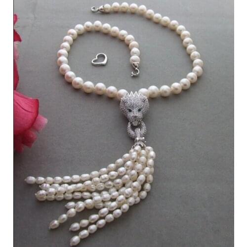 Charming 11 MM Pearl&Rhinestone Pendant Necklace
