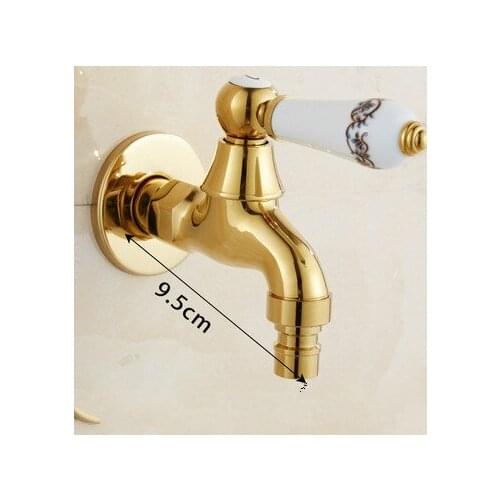 Luxury Gold Color Brass Washing Machine Faucet Bathroom Faucet Handles Decorative Outdoor Faucets Water Tap Nav