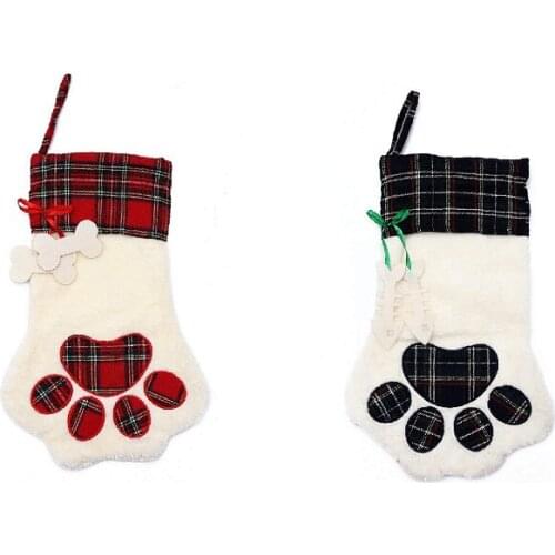 Dog paw christmas socks children christmas socks gift bag christmas decoration christmas ornaments