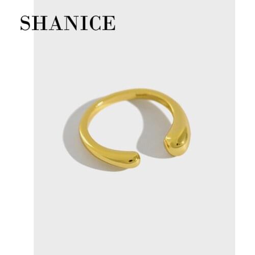 SHANICE Authentic 925 Sterling Silver Open Ring Smooth Drop Personality Adjustable Ring Fine Jewelry For Women Party Accessories