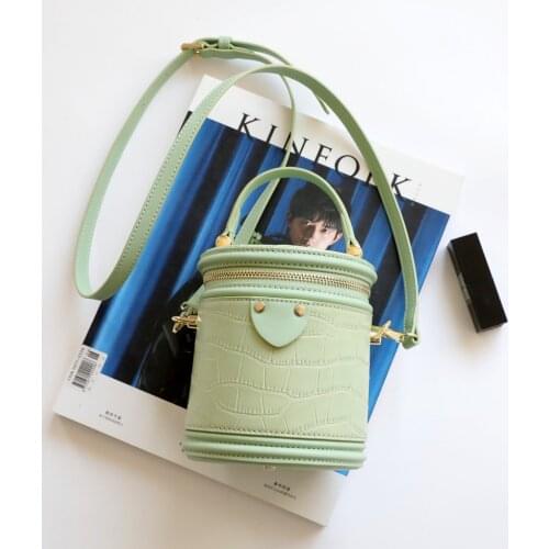 OUSSON New Design Cylindrical Leather Tote Handbag Exquisite Female Retro Crossbody Box Bag For Woman