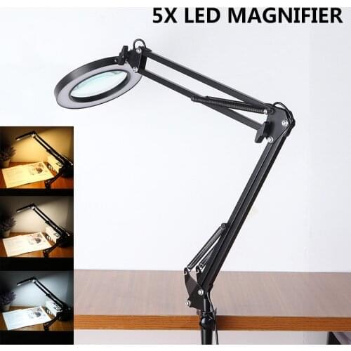 LED Magnifying Glass Lens Desktop Table Light Nail Beauty Lamp Magnifier For Home Supplies LED Magnifier