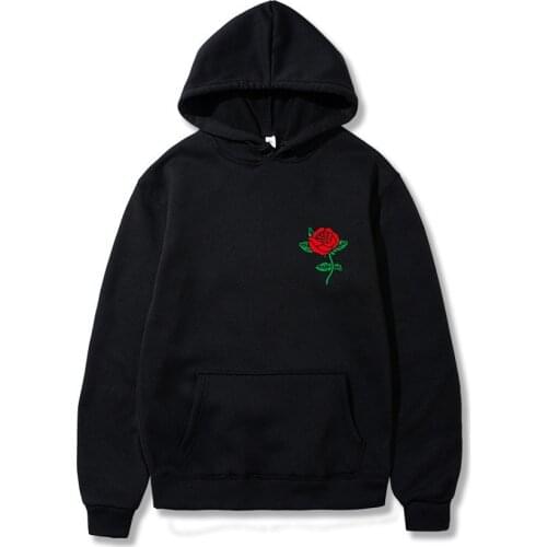 Hoodie Sweatshirts Men Women Rose Print Pullover Harajuku Tracksui 2021 Mens Hoodie Streetwear Casual Fashion Oversized Clothes