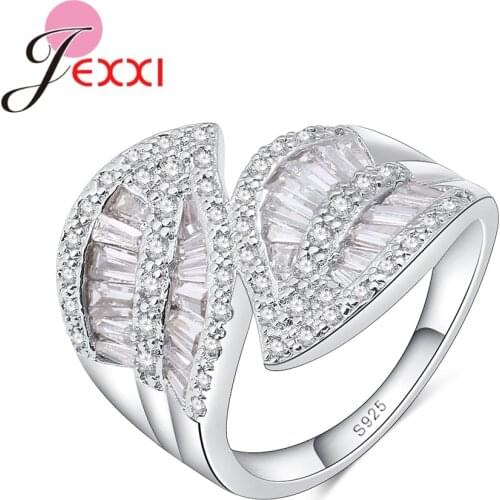 Women Original Design Fashion Geometric Shape 925 Sterling Silver CZ Zircon Rings For Party Wedding Jewelry Bague Femme