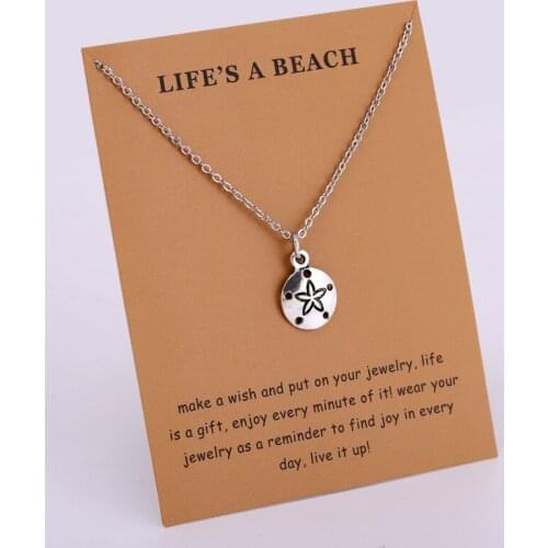 Ocean Waves Sand Dollar Mermaid Starfish Pendant Necklace Conch Shell Women Girls Jewelry Party Friendship Gift Drop Shipping