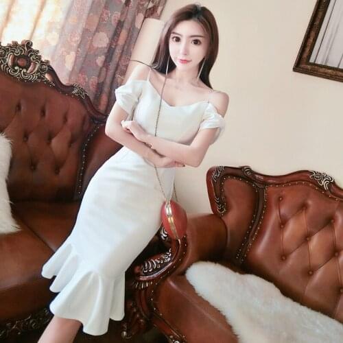 ZC2995 2021 Summer new women fashion temperament sexy slim show thin package hip fish tail dress cheap wholesale