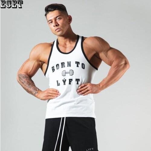 Summer gym mens sports vest, racer vest, fitness sportswear, cotton fashion trend, running sleeveless sweatshirt