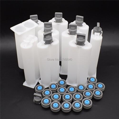 10 Piece 50ml 1:1 Empty Dual Glue Cartridge PP Mixer Tube AB Epoxy Adhesive Cartridge for 1:1 AB Glue Gun Manual Caulking Gun