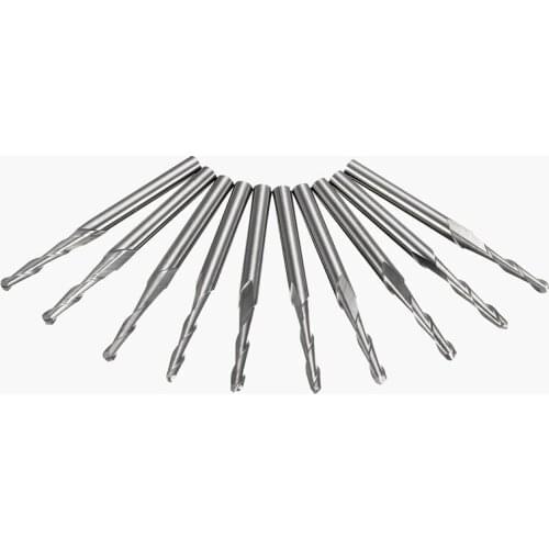 10Pcs/set 38mm Ball End Milling Cutter Mills Router Drill Bits Tool 3.175X2mm Cutting Edge