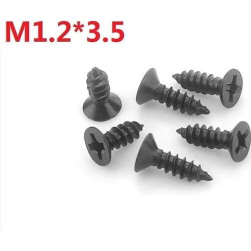 2000PCS M1.2*3.5 Black flat head Phillips drywall screw Cross Bolt Countersunk Head Self tapping Electronic Screw