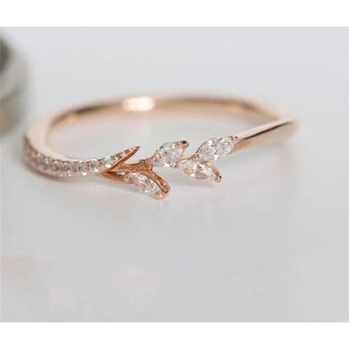 2021 New Fresh Sweet Branch Leaf Temperament Personality Fashion Female Trendy Resizable Opening Rings Jewelry Dropshipping