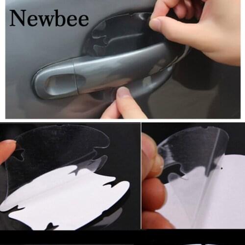 Newbee 4Pcs Universal Vinyl Invisible Car Styling Door Handle Bowl Scratches Automobile Shakes Protective Protector Sticker Film