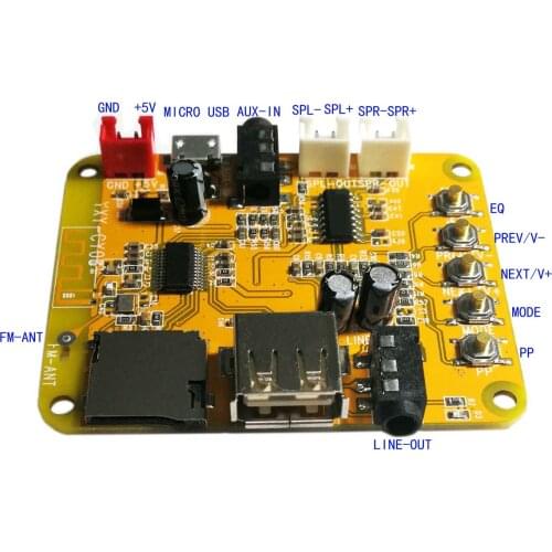 5V Wireless Bluetooth 4.2 audio decoder board Support FM MP3 WMA WAV FLAC APE automatic connection back MICRO USB power supply