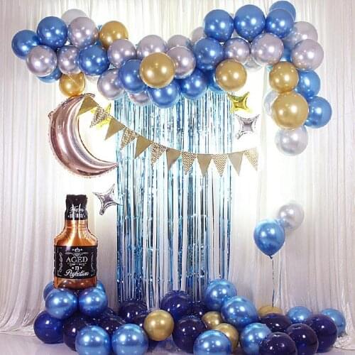 87pcs/bag Blue Balloon Chain Hanging Flag Whiskey Balloon Chain Set Party Decoration Venue Layout Props Holiday Supplies