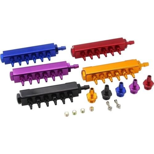 Aluminum 1/8" NPT Turbo Wastegate Boost Vacuum Intake Manifold 6 Port Fitting Adapter Kit