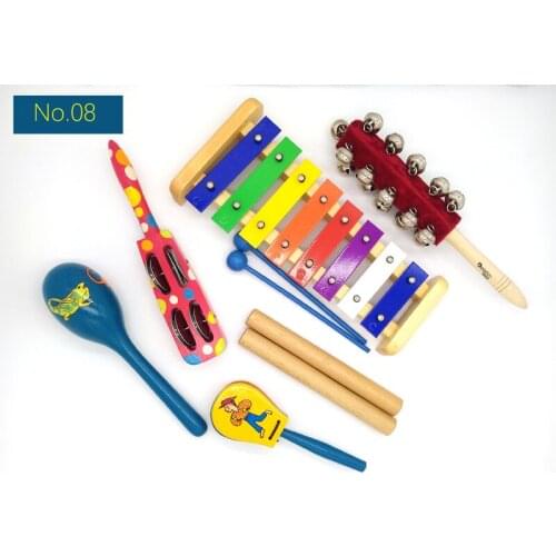 BIG SALE 6pc new musical instruments toy set wooden percussion instruments for baby preschool kids music rhythm educational