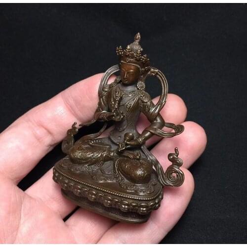 Seiko Buddhism miniature statue of pure copper material four-arm Guanyin Seiko Buddhist figure goddess of wisdom Watamu Buddha
