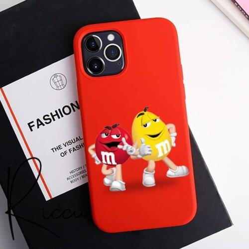 Color lovely M&Ms Chocolate Phone Case for iPhone 12 pro max mini 11 pro XS MAX 8 7 6 6S Plus X 5S SE 2020 XR red case
