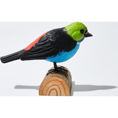 Idyllic Carved Wooden Bird Ornaments Basswood Painted Decorative Crafts Ornaments Creative Holiday Gifts 11 * 6.5 * 10 Ouija