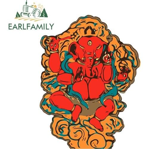EARLFAMILY 13cm x 9.8cm for Solemn Ganesha In India Decal Trunk Occlusion Scratch-Proof Car Stickers Windshield Auto RV Graphics