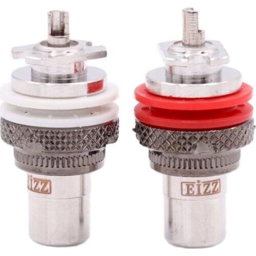 EIZZ Rhodium Plated Tellurium Copper Female RCA Jack Socket RCA Connector Teflon Insulator For HIFI AMP CD DVD Audio Video AV TV