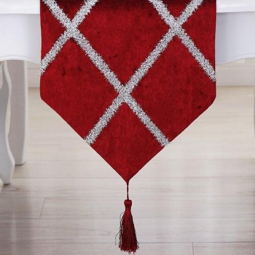 Europe Table Runner Fashion Tea Table Tablecloth Pendant Large Diamond Grid Tassel Dresser Table Runner Shoe Dust Cover Bed Flag