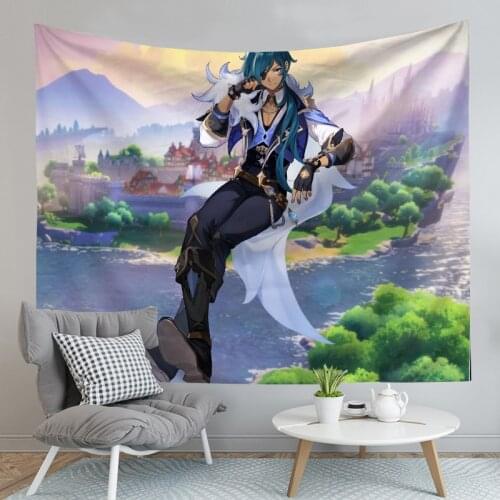 Game Genshin Impact Kaeya Ningguang Lisa Tapestry Background Cloth Blanket Character Venti Klee Keqing Tapestry