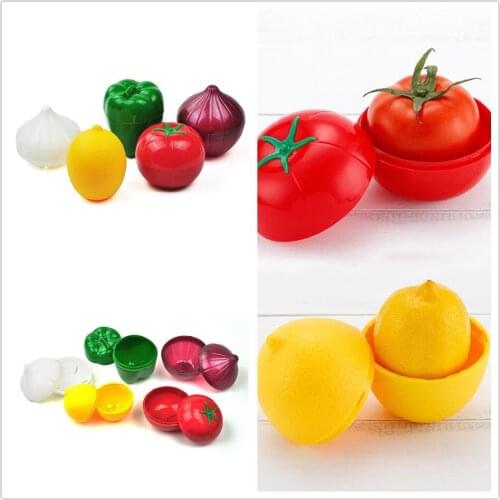 1pc Cute Fruit Vegetable Shape Storage Box Creative Organizer Onion Avocado Tomatoes Lemon Plastic Box Kitchen Fresh Storage