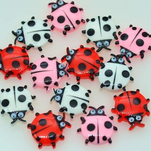 19mm Resin Flatback Ladybugs Cabochons-DIY Scrapbooking Miniatures-Children Hair Pin Decoration Parts