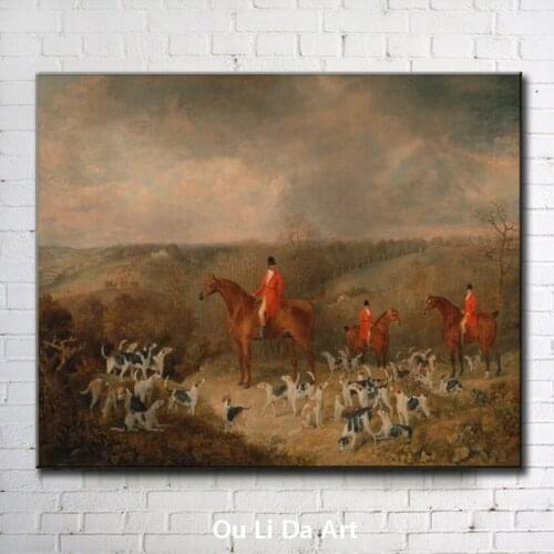 Classical court figure earl horse dogs tree scenery oil painting canvas printing printed on canvas wall art decoration picture