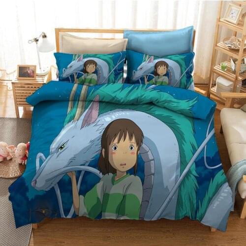 Japan Anime Spirited Away Bedding Set 3D Duvet Covers Set Anime Comforter Bedding Sets Bedclothes Bed Set (NO Sheet) AYR