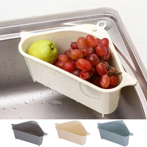 Suction Cup PP Drain Rack Kitchen Triangular Sink Organizer Multifunctional Vegetable Fruite Sink Strainer Storage Filter Basket