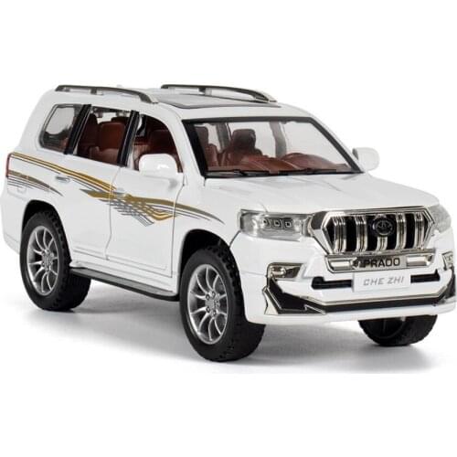 Hot 1:24 scale wheels diecast car toyota suv prado metal model with light and sound pull back toys collection for boys gifts