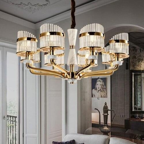 Postmodern minimalist marble crystal chandelier living room lamp Light luxury simple European-style American lighting