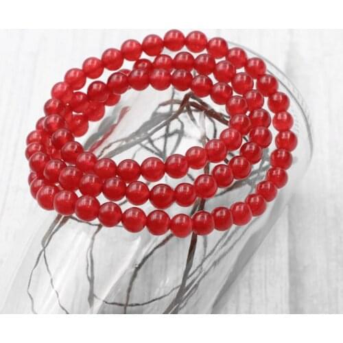 Multilayer 6mm Round Beads Strand Bracelet Natural Stone Jades Red Crystal Elastic Rope Bracelets Bangle Gift Jewelry 21" A976