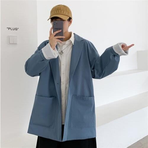 Fashion Unisex Dad Suit Jacket Oversized Blazer Men Hip Hop Streetwear Young Casual Clothes Pink Khaki Green Black Overshirt