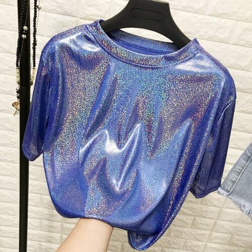 New Popular Fashion retro bright silk shining loose woman T-shirt fashionable cute womens tshirt Japanese streetwear lady tops