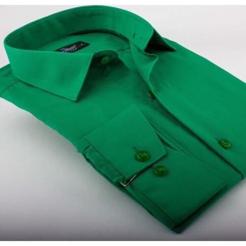 2020 New Arrival Solid Causal Formal Business Long Sleeve Green Shirt Cotton Polyster Dress Fashion Autumn Spring Clothing