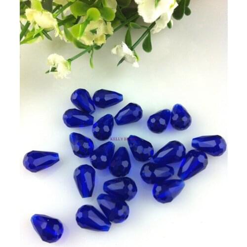 Wholesale 295pcs 8x11mm Exquisite Deep Royal Blue Drop Water Droplets Faceted Glass Crystal Beads With Free Shipping