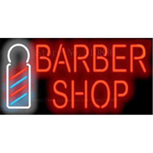 Barber Shop w/Pole Club Hair Glass Tube Car neon sign Businese Handcrafted Shop Store Signs Signboard Signage 19"x15"