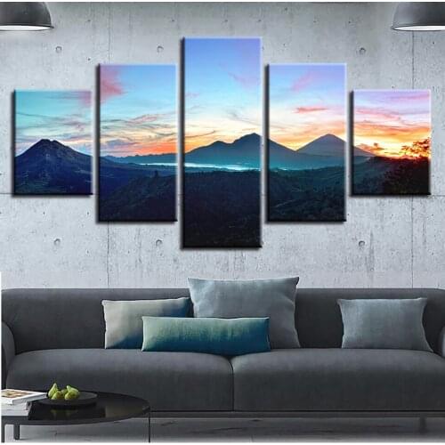 Landscape Sky Cloud Star Mountain River Hot Air Balloon 5 Piece Wall Pictures For Living Room Color Painting Art Home Decor
