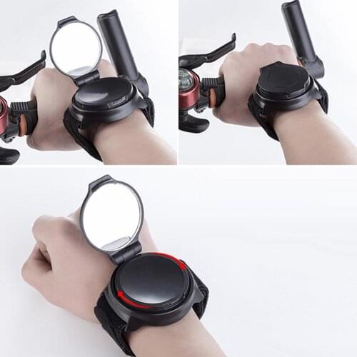 Plastic Bicycle Rearview Mirror 360 Degrees Rotating Road Mountain Bike Handlebar Mount Wrist Band Safety Rearview Mirror