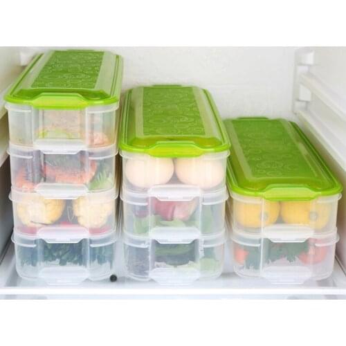 Storage Box Plastic Case Three Layer Transparent Box Food Grade PP Vegetable Fruit Food Storage Box Fridge Gaine Solid Box 1pcs