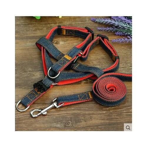 Adjustable Jean Rope Pet Dog Puppy Cat Lead Leash Harness Walking Chest Strap