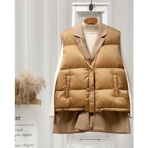 SEDUTMO Winter Fashion Patchwork Duck Down Vest Women Blazer Ultra Light Long Jackets Casual Waistcoat Autumn Slim Parkas ED1410