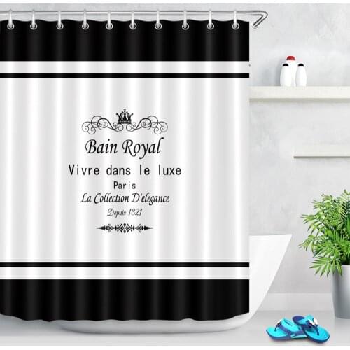 Modern Black White Shower Curtain Bathroom Screen Polyester Cloth Crown Simple Shower Curtain Bathtub Home Hotel Decoration