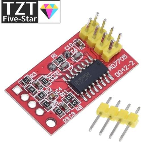 TZT AD7705 Dual 16 bit ADC data acquisition module programmable input gain SPI interface