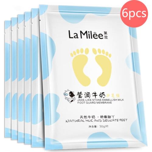 6pcs Milk Moisturizing Foot Mask Foot Film Exfoliation Removal Mask Dead Skin Removal Foot Detox for Foot Care