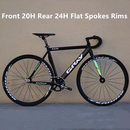 52cm Fixed Gear Bike Single Speed Aluminium Alloy Frame Track Bicycle 3 Spokes Magnesium Alloy Flat Spoke Rims Wheel V Brake